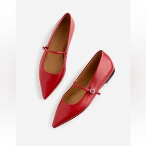 NEW Madewell The Elsie Mary Jane Flat in Bright Ember Size 6.5 leather NR858